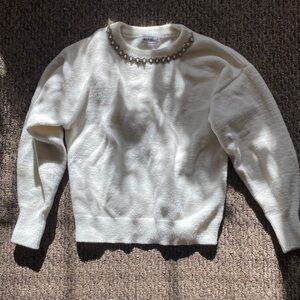 For The Republic White Crew Neck Sweater